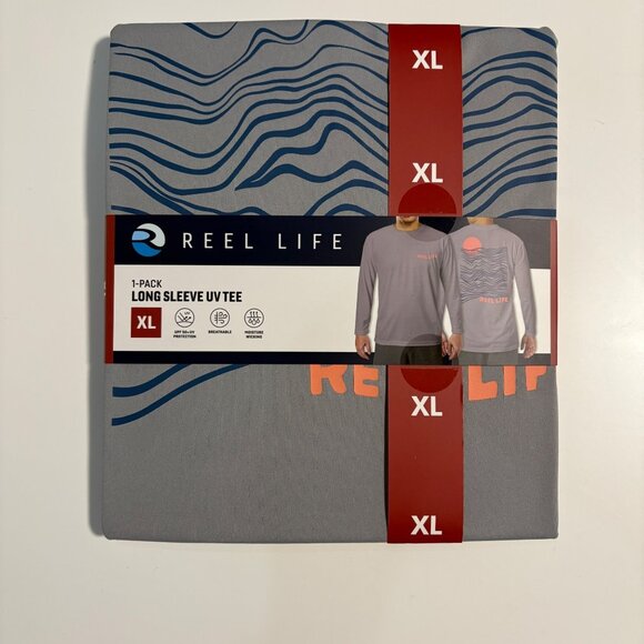 Reel Life Grey Long Sleeve UV Tee Mens XL - Picture 1 of 4